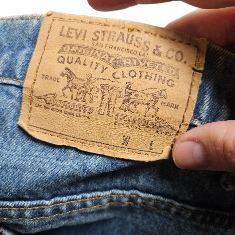 Levi's Orange Tab D.A.R E Cut-Off  Shorts Mens Blue‎ Denim Fringe Hem Size 44x13